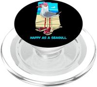 Happy As a Seagull Yummy Fish Food, Funny Seagull Cartoon PopSockets PopGrip para MagSafe