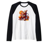 Happy Autumn Tea Graphic For Women and Kids Cute Fall Camiseta Manga Raglan