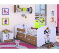 Happy Babies Cama infantil con protección anticaídas, 140 x 70 cm, para habitación infantil, con cajón y colchón, cama individual para niños, color blanco, policía (haya, 160 x 80)