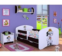Happy Babies Cama infantil con protección anticaídas, 140 x 70 cm, para habitación infantil, con cajón y colchón, cama individual para niños, color blanco, policía (castaño-wengué, 160 x 80)