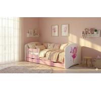 Happy Babies Cuna - con colchón y cajón y protección anticaídas, 80 x 160 cm, para niñas y adolescentes, cama juvenil para cama nido de suelo para niños pequeños, somier de láminas