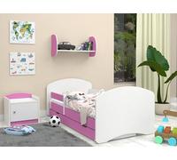 Happy Babies Cuna - con colchón y cajón y protección anticaídas, 80 x 160 cm, para niñas y adolescentes, cama juvenil para cama nido de suelo para niños pequeños, somier de láminas