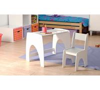 Happy Babies - Juego de sillas de escritorio para niños, mesa de juegos ergonómica con ajuste de 3 niveles - Mesa de aprendizaje y juego para niños - Muebles infantiles, para guardería, blanco (gris)