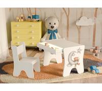 Happy Babies - Juego de sillas de escritorio para niños, mesa de juegos ergonómica con cajón espacioso - Mesa de aprendizaje y juego para niños - Muebles infantiles para el jardín de infancia oso de