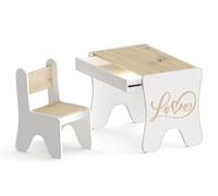 Happy Babies - Juego de sillas de escritorio para niños, mesa de juegos ergonómica con cajón espacioso - Mesa de aprendizaje y juego para niños - Muebles infantiles para la guardería (Aristan Roble)