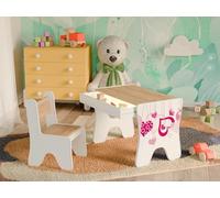 Happy Babies - Juego de sillas de escritorio para niños, mesa de juegos ergonómica con cajón espacioso - Mesa de aprendizaje y juego para niños - Muebles infantiles para la guardería - Corazones