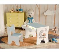Happy Babies - Juego de sillas de escritorio para niños, mesa de juegos ergonómica con cajón espacioso - Mesa de aprendizaje y juego para niños - Muebles infantiles para el jardín de infancia oso de