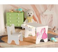 Happy Babies - Juego de sillas de escritorio para niños, mesa de juegos ergonómica con cajón espacioso - Mesa de aprendizaje y juego para niños - Muebles infantiles para la guardería (gris)