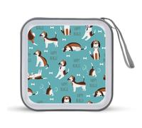 Happy Beagle Dog - Estuche organizador para CD con capacidad para 40 unidades, colección de DVD, bolsa de almacenamiento para coche, hogar, viajes