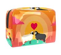 Happy Bear Sheep Love - Bolsa de cosméticos para mujer, bolsa de aseo de viaje, bolsa grande de PVC para maquillaje, práctica bolsa organizadora con cremallera, multicolor, 18.5x7.5x13cm/7.3x3x5.1in,
