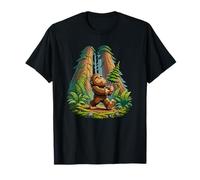 Happy Bigfoot Caminando En Bosque con Árbol Camiseta