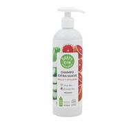 Happy Bio Champú Natural Extra Suave BIO Brillo y Vitalidad con Aloe Vera y Pomelo 450ml - Champú Vegano Uso Diario - Cosmética Natural Certificada COSMOS
