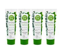 Happy Bio Dentífrico Aliento Fresco Sin Flúor Pack 4 Uds - Menta y Eucaliptus - Aliento Fresco y Protección Natural para Dientes y Encías - Pasta Dental Certificada Ecocert COSMOS 4 x 75 ml