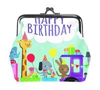 Happy Birthday Animal Zoo Mujeres PU Cuero Monederos Niñas Mini Hebilla Monedero Bolsa