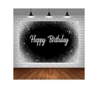 Happy Birthday Backdrop Glitter Silver Dots and Black Photography Background 5x3ft Birthday Party Decorations Banner for Any Age Men Women