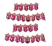 Happy Birthday Balloons Crown | Auto - Sealing Aluminum Foil Round Balloons | Pull Flag Banner Decorations for Birthday Party/Newborn Shower/Holiday Events | 4 - Piece Set (Rosa)