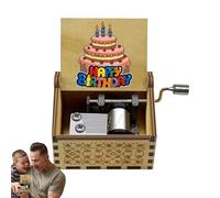 Happy Birthday Box, Hand Music, 2.5x2.0x1.6in, Musical Birthday Gift, Engraved Wooden Design, Classic Tune for Party Keepsake. Family Gatherings, Special Occasions