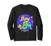 Happy Birthday Boy 8 Dinosaurio diseño Vintage Manga Larga