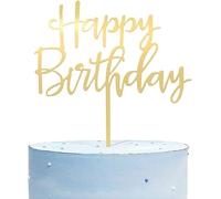 Happy Birthday Cake Topper, Decoración para Tarta de Cumpleaños de Acrílico con Espejo, Happy Birthday Cupcake Topper, Decoración Tarta Happy Birthday para Hombres Mujeres Niños Niñas (Oro)