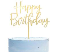 Happy Birthday Cake Topper, Happy Birthday Cupcake Topper, Decoración para Tarta de Cumpleaños de Acrílico con Espejo, para Hombres Mujeres Niños Niñas (Oro)