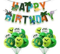 Happy Birthday Decoración para Niños, Globo de Dino, 33 Piezas para Fiesta de Cumpleaños, Decorado Lindo Dinosaurio, Pancarta de Cumpleaños de Dinosaurio