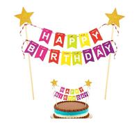 Happy Birthday - Decoración para tarta de cumpleaños, arco iris, decoración de cumpleaños infantil, guirnalda de cumpleaños para niños, decoración para niñas, juego de decoración de colores