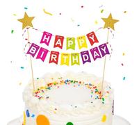 Happy Birthday - Decoración para tartas con texto en alemán "Alles Gute Zum Geburtstag Kuchen Topper Bunting Set Regenbogen Dekorationen für Kinder Mädchen Geburtstagsfeier Cupcake Liefert Dekoration