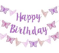Happy Birthday Girlande Schmetterling Girlande Geburtstag Banner Happy Birthday Banner, Guirnalda Feliz Cumpleaños Mariposas, Pancarta Feliz Cumpleaños,Guirnalda de Mariposas Decorativas