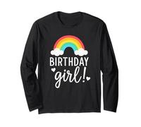 Happy, Birthday Girls 1 to 12 Kids, Fun Party Rainbow Hearts Manga Larga