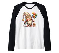 Happy Birthday GNOME For Women Girls Boys Colorful Balloons Camiseta Manga Raglan