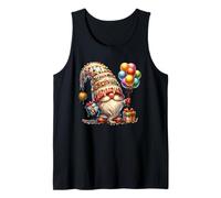 Happy Birthday GNOME For Women Girls Boys Colorful Balloons Camiseta sin Mangas