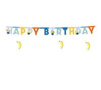 Happy Birthday Guirnalda de Minions de 153 x 50 cm, decoración de pancartas, guirnalda de cumpleaños para cumpleaños infantiles, decoración de cumpleaños y accesorios para fiestas, color azul