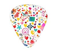 Happy Birthday - Juego de 12 púas de guitarra de fondo, 3 grosores con funda para bajo, guitarra eléctrica y mucho más.