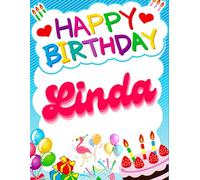 Happy Birthday Linda: Birthday Sketchbook and Notebook for Doodling, Sketching, Drawing, Painting, Diary Birthday gift for Girls: 120 Pages, 8.5*11 inch