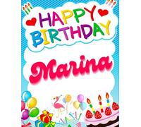 Happy Birthday Marina: Birthday Sketchbook and Notebook for Doodling, Sketching, Drawing, Painting, Diary Birthday gift for Girls: 120 Pages, 8.5*11 inch
