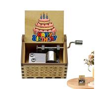 Happy Birthday Music Box - Madera, 6.5x5,2x4,2 cm Hand Crank Cake Design de música | de regalo portátil de melodía de cumpleaños para , niños, decoración, recuerdo,