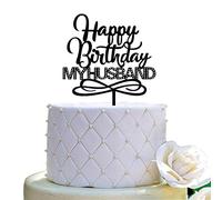 Happy Birthday My HUSBAND - Decoración para tarta de cumpleaños, acrílico negro