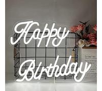 Happy Birthday Neón Luz de neón Decoración de cumpleaños alimentada por USB, letrero de neón, decoración de pared, alfabeto de feliz cumpleaños, letrero de neón