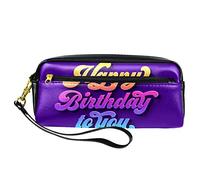 Happy Birthday to You - Estuche para lápices de piel sintética con cremallera para niños y niñas, suministros escolares y de oficina