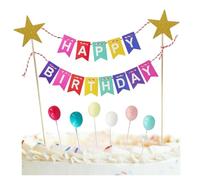 Happy Birthday Tortendeko,Alles Gute Zum Geburtstag Kuchen Topper Bunting Set,Regenbogen Dekoraen,Cake Toppers,Kuchendekoration,6 Stück Mini Bunte Ballon Kinder Mädchen Geburtstagsfeier Dekoration