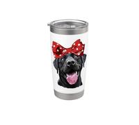 Happy Black Labrador Retriever, divertido perro de laboratorio negro, mamá y papá Vaso térmico de acero inoxidable de doble pared