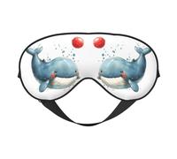 Happy Blue Whale - Antifaz para dormir de dibujos animados de ballena azul, máscaras de ojos para dormir de doble cara, máscaras para dormir para mujeres y hombres, cubiertas opacas para dormir