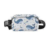 Happy Blue Whale - Cangurera cruzada para mujeres y hombres, riñonera cruzada con correa ajustable para viajes, entrenamiento, senderismo, multicolor, Talla única