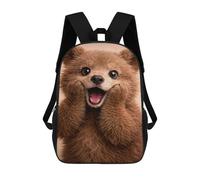 Happy Brown Bear Cub Portrait Mochilas Impresas En 3D Para Niños 17inch Mochilas De Moda Informales Para El Día A Día, Bolsas De Viaje, Mochilas Informales Para Exteriores Para Niños Y Niñas