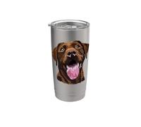 Happy Brown Labrador Retriever Chocolate Lab Mamá Perro Papá Vaso térmico de acero inoxidable de doble pared
