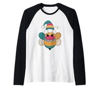 Happy Bumblebee con Sombrero navideño, Alegre Camiseta Manga Raglan