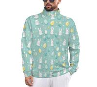 Happy Bunny And Easter Eggs - Sudadera de manga larga para hombre, térmica, cuello alto, botones, Estilo 2, S