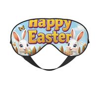 Happy Bunny - Antifaz para dormir con estampado de huevos y mariposas de colores con correa ajustable, cómoda cubierta para los ojos para viajes, yoga, siestas, dormir y relajarse