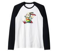 Happy Bunny Jump Day Rainbow Adventure Camiseta Manga Raglan