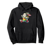 Happy Bunny Jump Day Rainbow Adventure Sudadera con Capucha